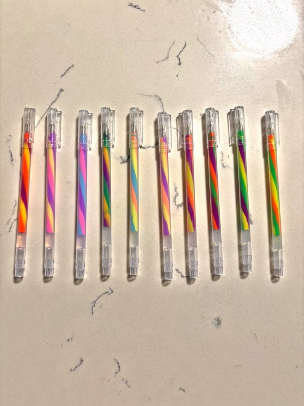 Set of 10 Neon Glitter Pastel Gel Rollerball Pens, New